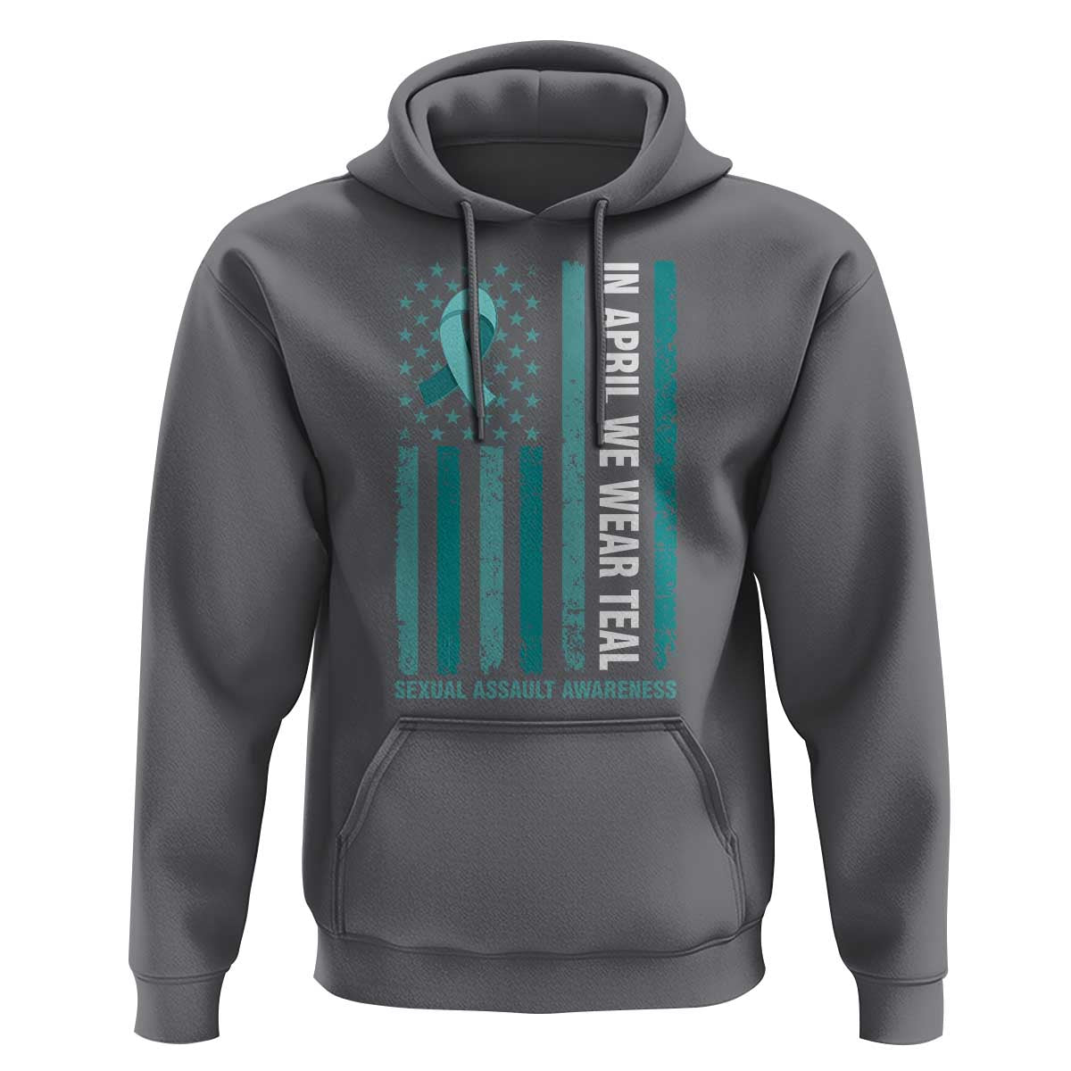 Sexual Assault Awareness American Flag Hoodie In April We Wear Teal Ribbon
