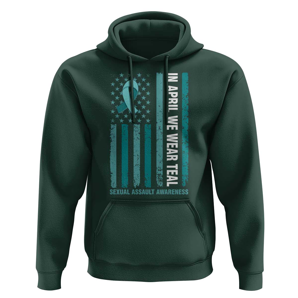 Sexual Assault Awareness American Flag Hoodie In April We Wear Teal Ribbon