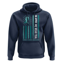 Sexual Assault Awareness American Flag Hoodie In April We Wear Teal Ribbon