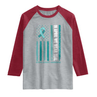 Sexual Assault Awareness American Flag Raglan Shirt In April We Wear Teal Ribbon
