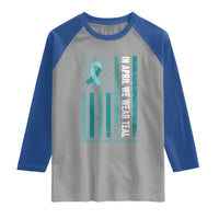 Sexual Assault Awareness American Flag Raglan Shirt In April We Wear Teal Ribbon