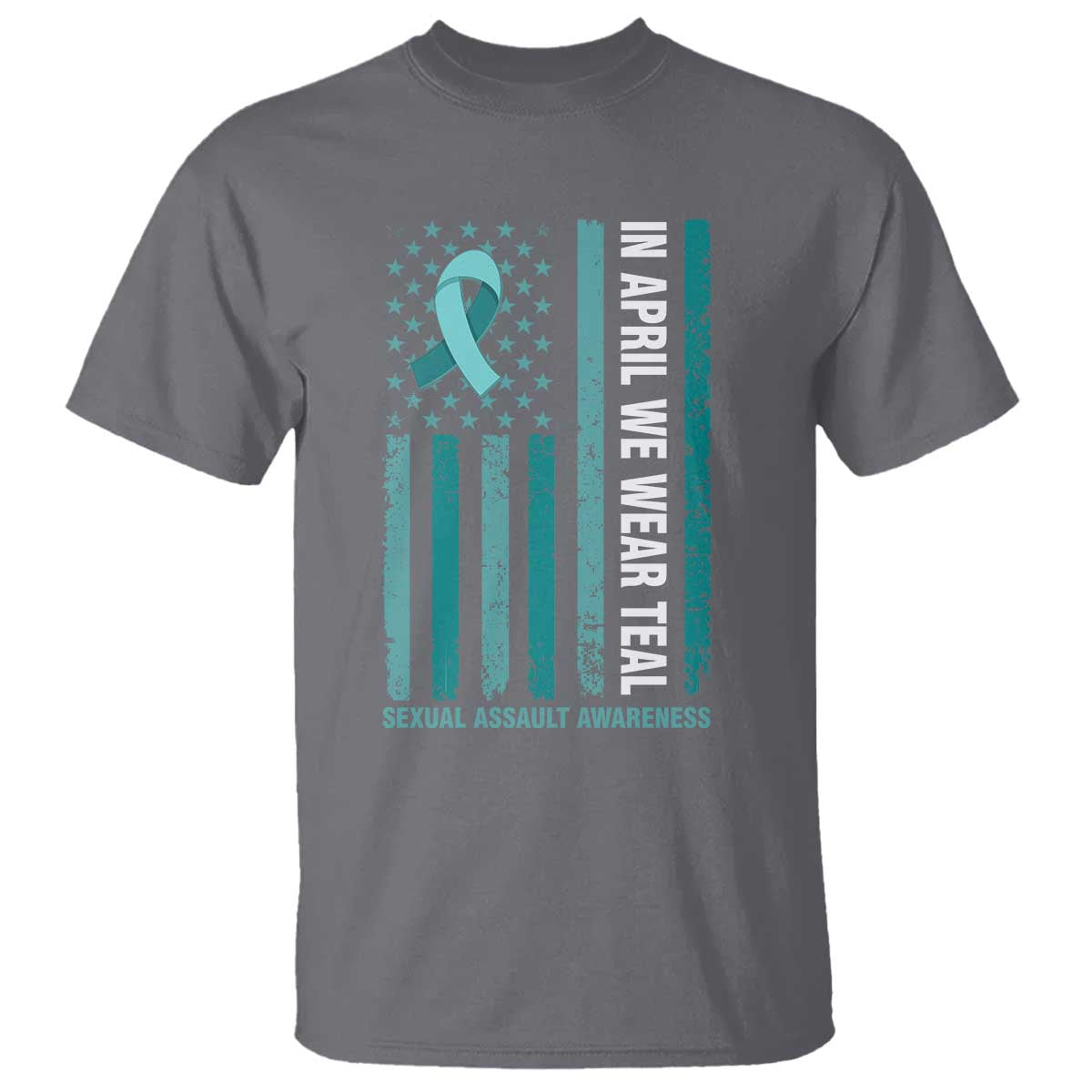 Sexual Assault Awareness American Flag T Shirt In April We Wear Teal Ribbon