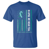 Sexual Assault Awareness American Flag T Shirt In April We Wear Teal Ribbon