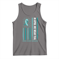 Sexual Assault Awareness American Flag Tank Top In April We Wear Teal Ribbon