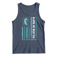 Sexual Assault Awareness American Flag Tank Top In April We Wear Teal Ribbon
