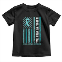 Sexual Assault Awareness American Flag Toddler T Shirt In April We Wear Teal Ribbon
