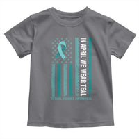 Sexual Assault Awareness American Flag Toddler T Shirt In April We Wear Teal Ribbon