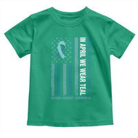 Sexual Assault Awareness American Flag Toddler T Shirt In April We Wear Teal Ribbon