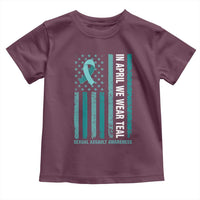 Sexual Assault Awareness American Flag Toddler T Shirt In April We Wear Teal Ribbon