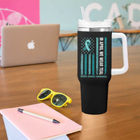 Sexual Assault Awareness American Flag Tumbler With Handle In April We Wear Teal Ribbon