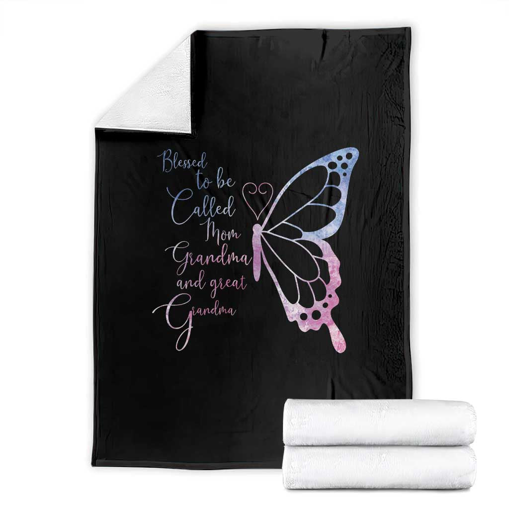 Blessed to Be Called Mom Grandma Great Grandma Throw Blanket Mama Butterfly Mother's Day Gift
