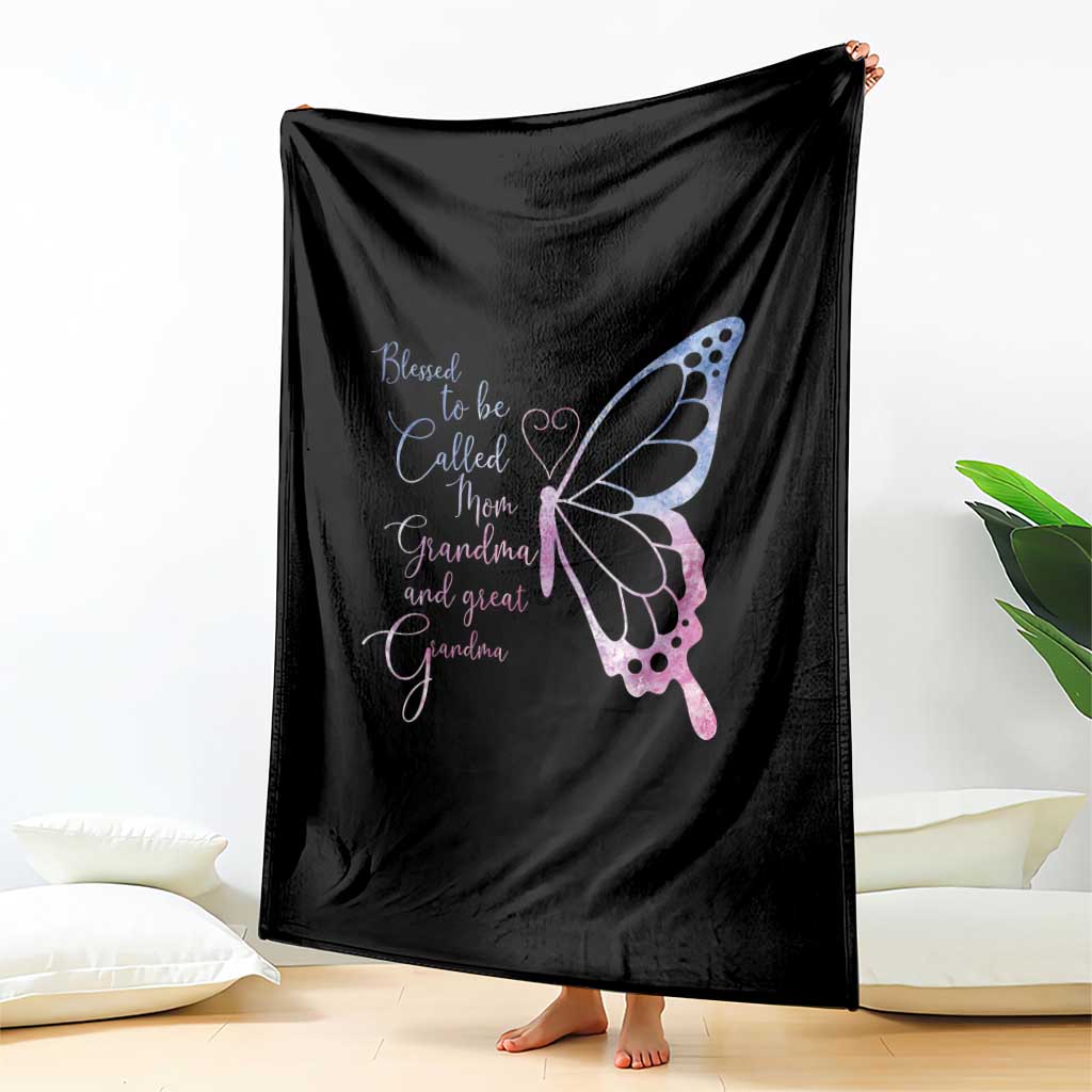 Blessed to Be Called Mom Grandma Great Grandma Throw Blanket Mama Butterfly Mother's Day Gift