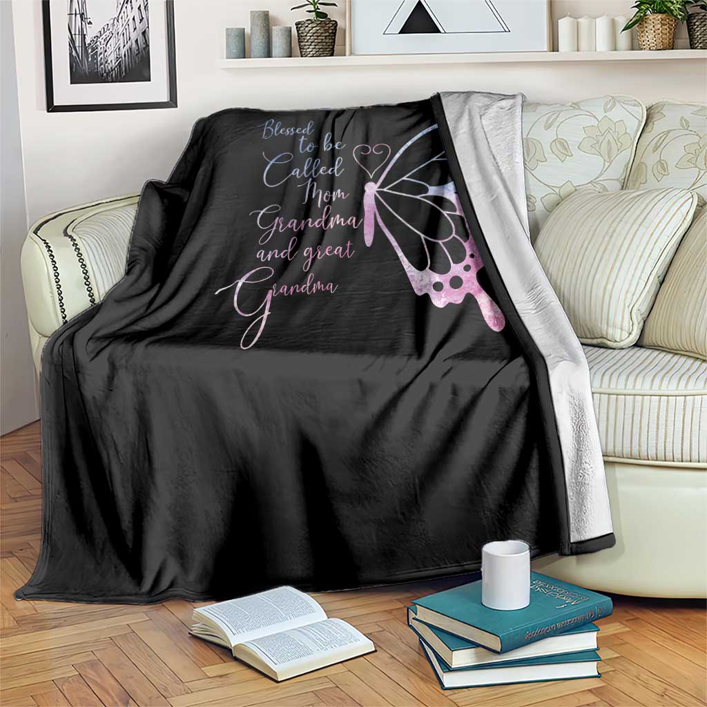 Blessed to Be Called Mom Grandma Great Grandma Throw Blanket Mama Butterfly Mother's Day Gift