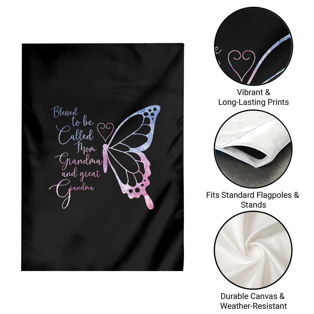 Blessed to Be Called Mom Grandma Great Grandma Garden Flag Mama Butterfly Mother's Day Gift