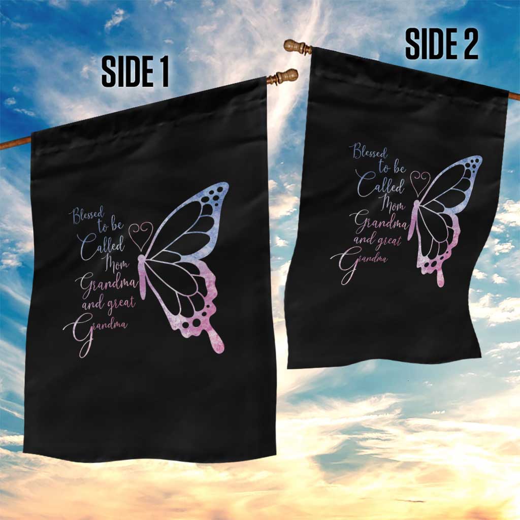 Blessed to Be Called Mom Grandma Great Grandma Garden Flag Mama Butterfly Mother's Day Gift