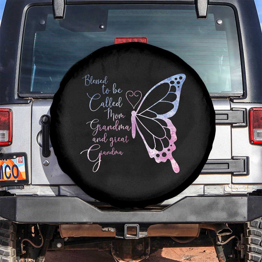 Blessed to Be Called Mom Grandma Great Grandma Spare Tire Cover Mama Butterfly Mother's Day Gift
