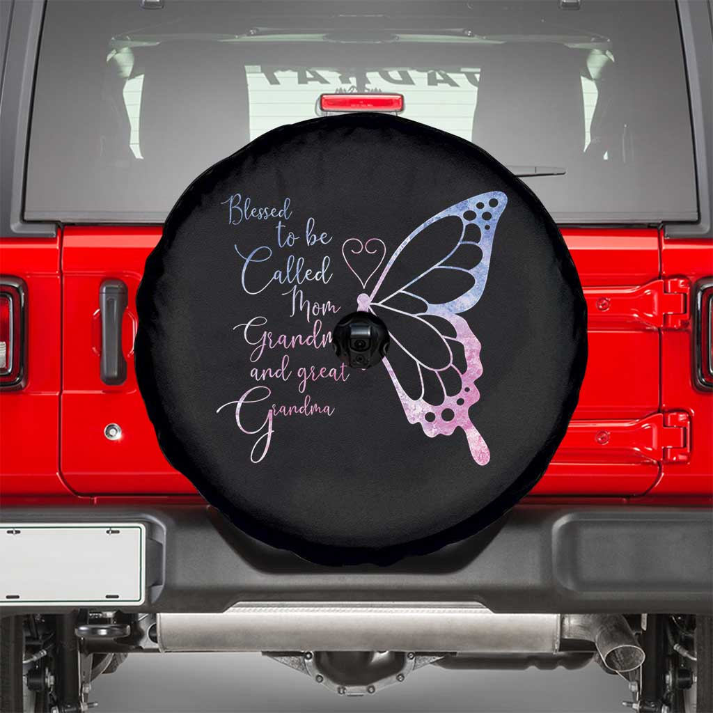 Blessed to Be Called Mom Grandma Great Grandma Spare Tire Cover Mama Butterfly Mother's Day Gift