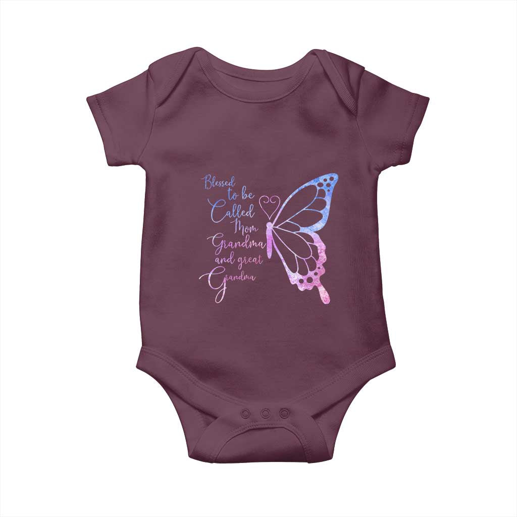 Blessed to Be Called Mom Grandma Great Grandma Baby Onesie Mama Butterfly Mother's Day Gift