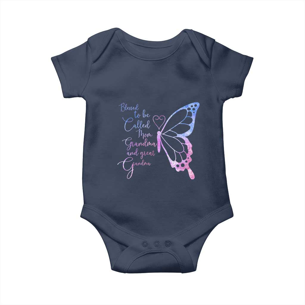 Blessed to Be Called Mom Grandma Great Grandma Baby Onesie Mama Butterfly Mother's Day Gift
