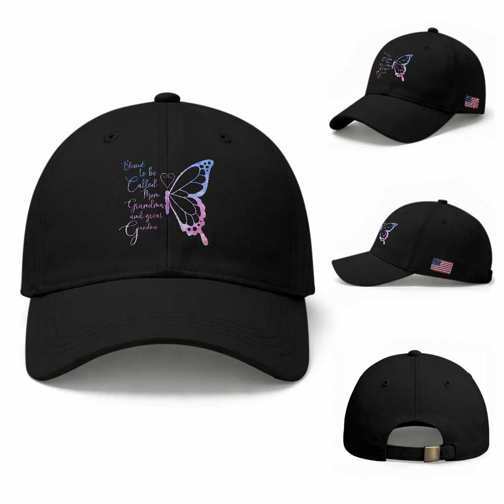 Blessed to Be Called Mom Grandma Great Grandma Baseball Cap Mama Butterfly Mother's Day Gift