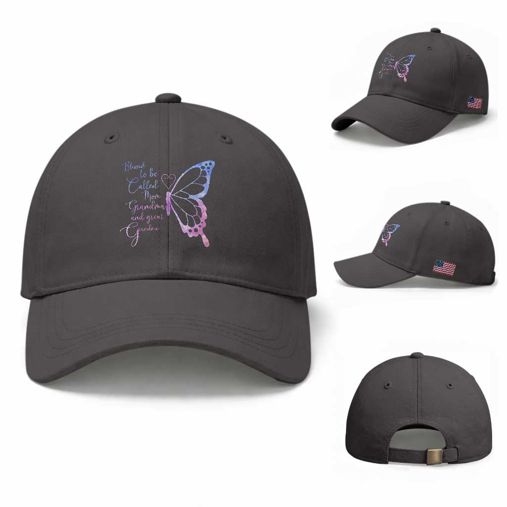 Blessed to Be Called Mom Grandma Great Grandma Baseball Cap Mama Butterfly Mother's Day Gift