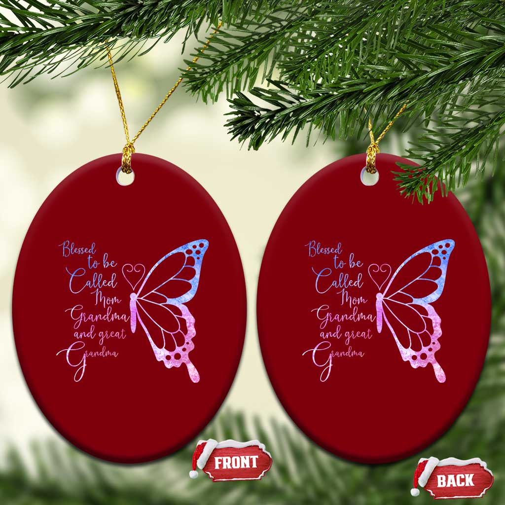 Blessed to Be Called Mom Grandma Great Grandma Ceramic Ornament Mama Butterfly Mother's Day Gift