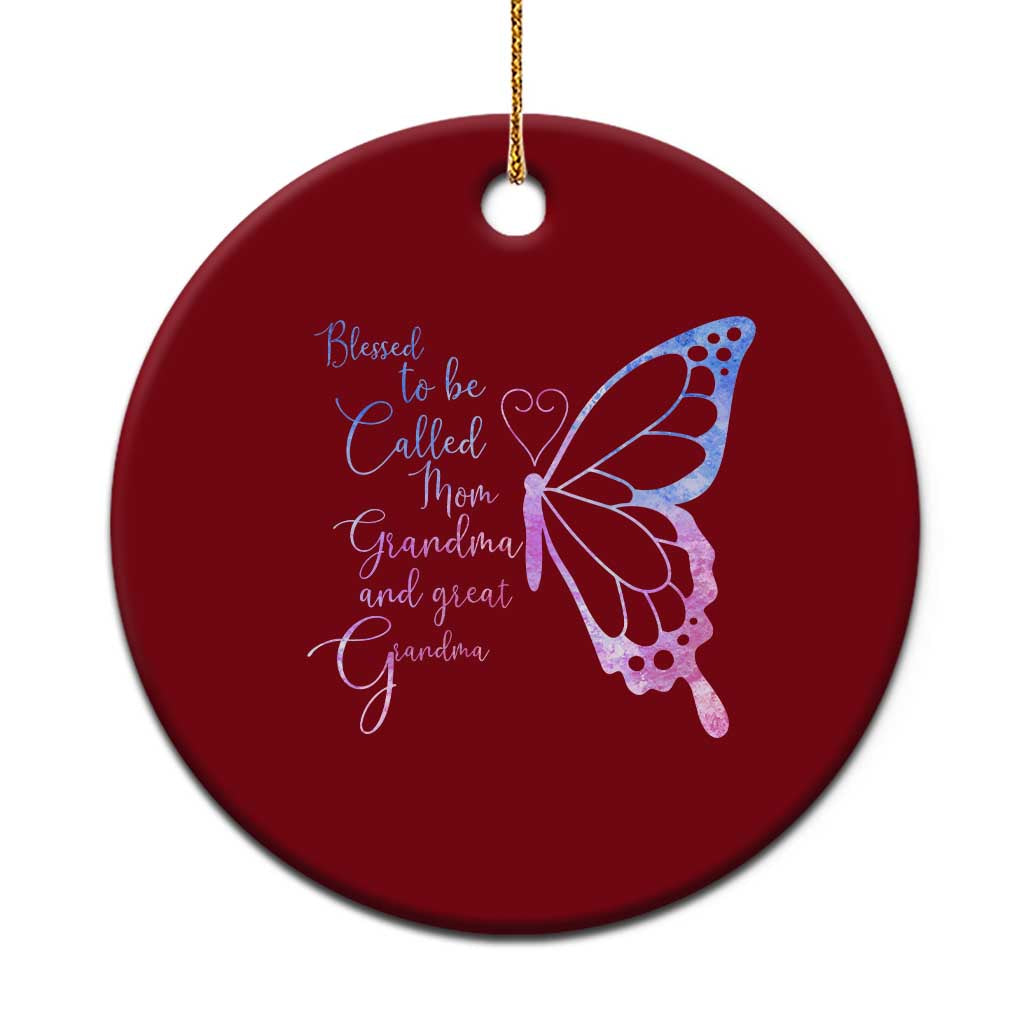 Blessed to Be Called Mom Grandma Great Grandma Ceramic Ornament Mama Butterfly Mother's Day Gift