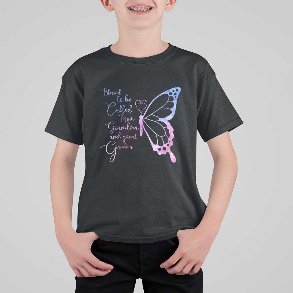 Blessed to Be Called Mom Grandma Great Grandma T Shirt For Kid Mama Butterfly Mother's Day Gift
