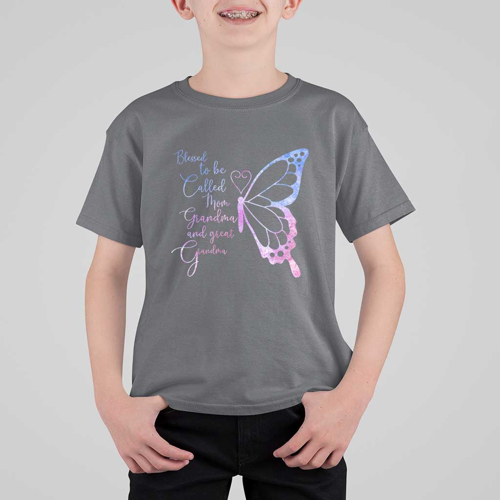 Blessed to Be Called Mom Grandma Great Grandma T Shirt For Kid Mama Butterfly Mother's Day Gift