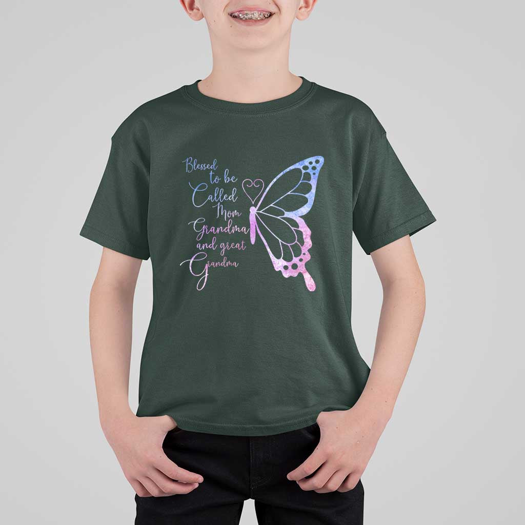 Blessed to Be Called Mom Grandma Great Grandma T Shirt For Kid Mama Butterfly Mother's Day Gift