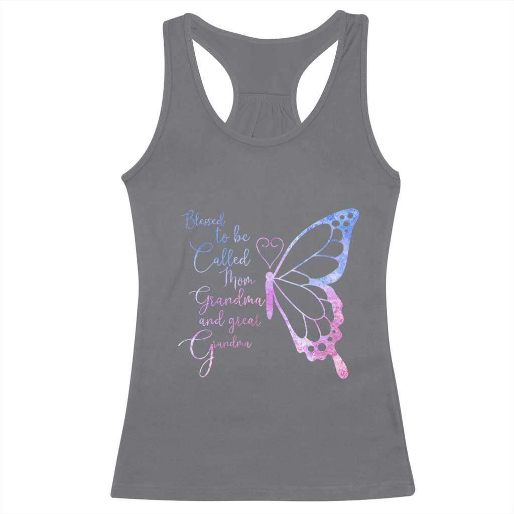 Blessed to Be Called Mom Grandma Great Grandma Racerback Tank Top Mama Butterfly Mother's Day Gift