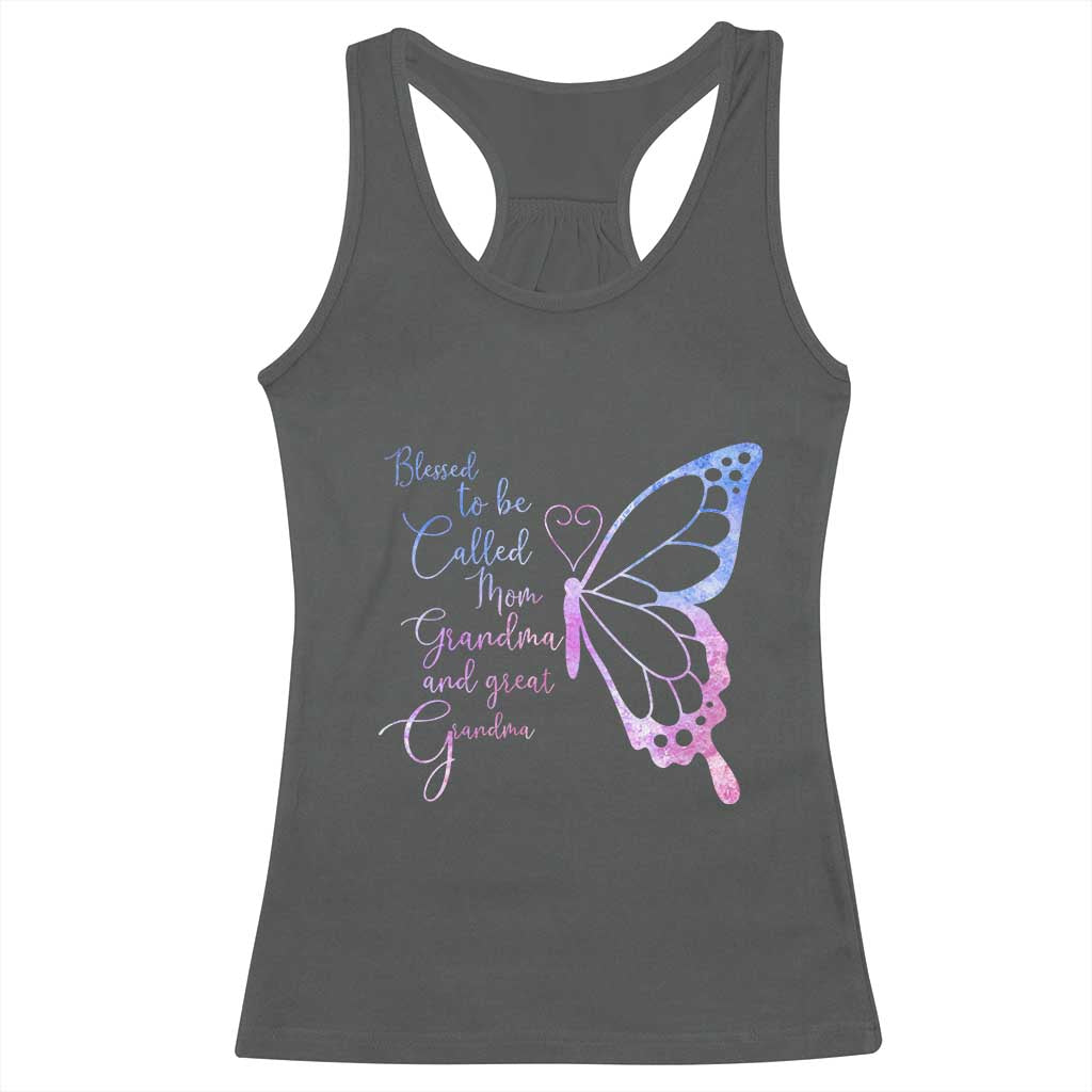 Blessed to Be Called Mom Grandma Great Grandma Racerback Tank Top Mama Butterfly Mother's Day Gift