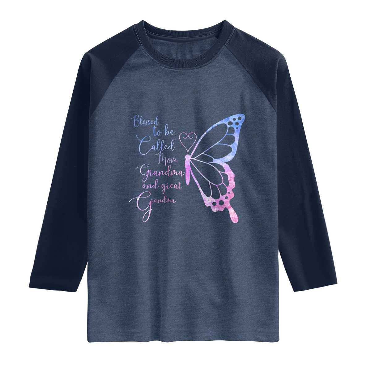 Blessed to Be Called Mom Grandma Great Grandma Raglan Shirt Mama Butterfly Mother's Day Gift