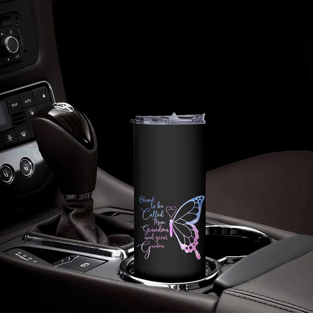 Blessed to Be Called Mom Grandma Great Grandma Skinny Tumbler Mama Butterfly Mother's Day Gift