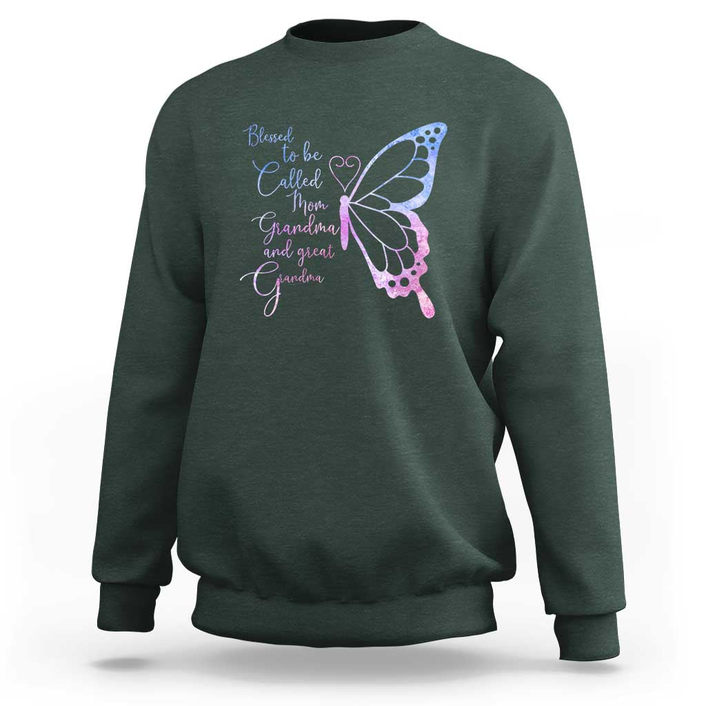 Blessed to Be Called Mom Grandma Great Grandma Sweatshirt Mama Butterfly Mother's Day Gift
