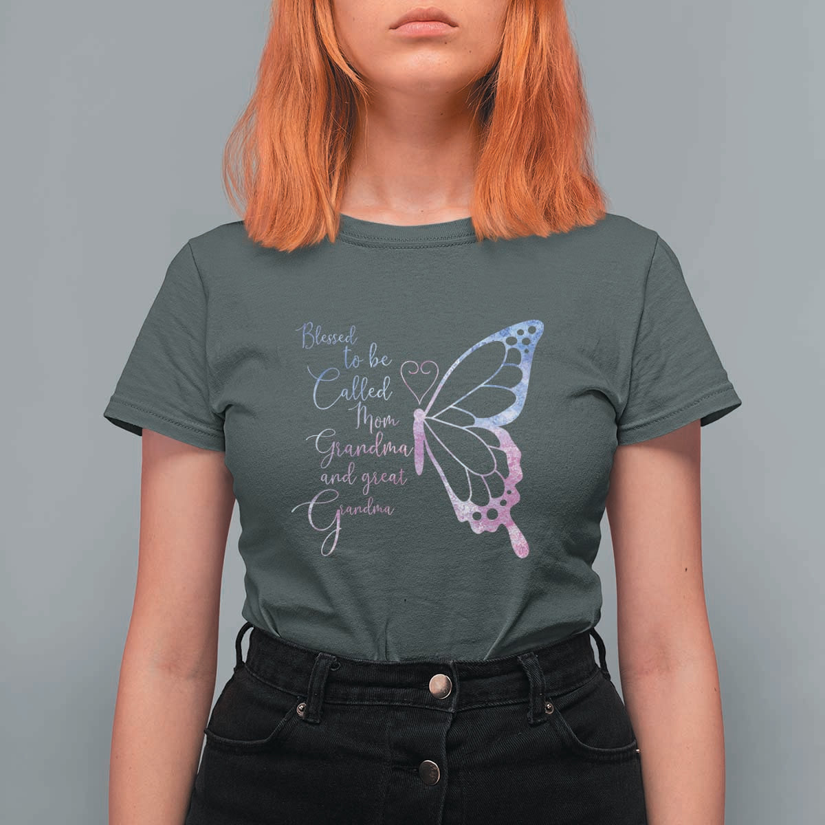 Blessed to Be Called Mom Grandma Great Grandma T Shirt For Women Mama Butterfly Mother's Day Gift