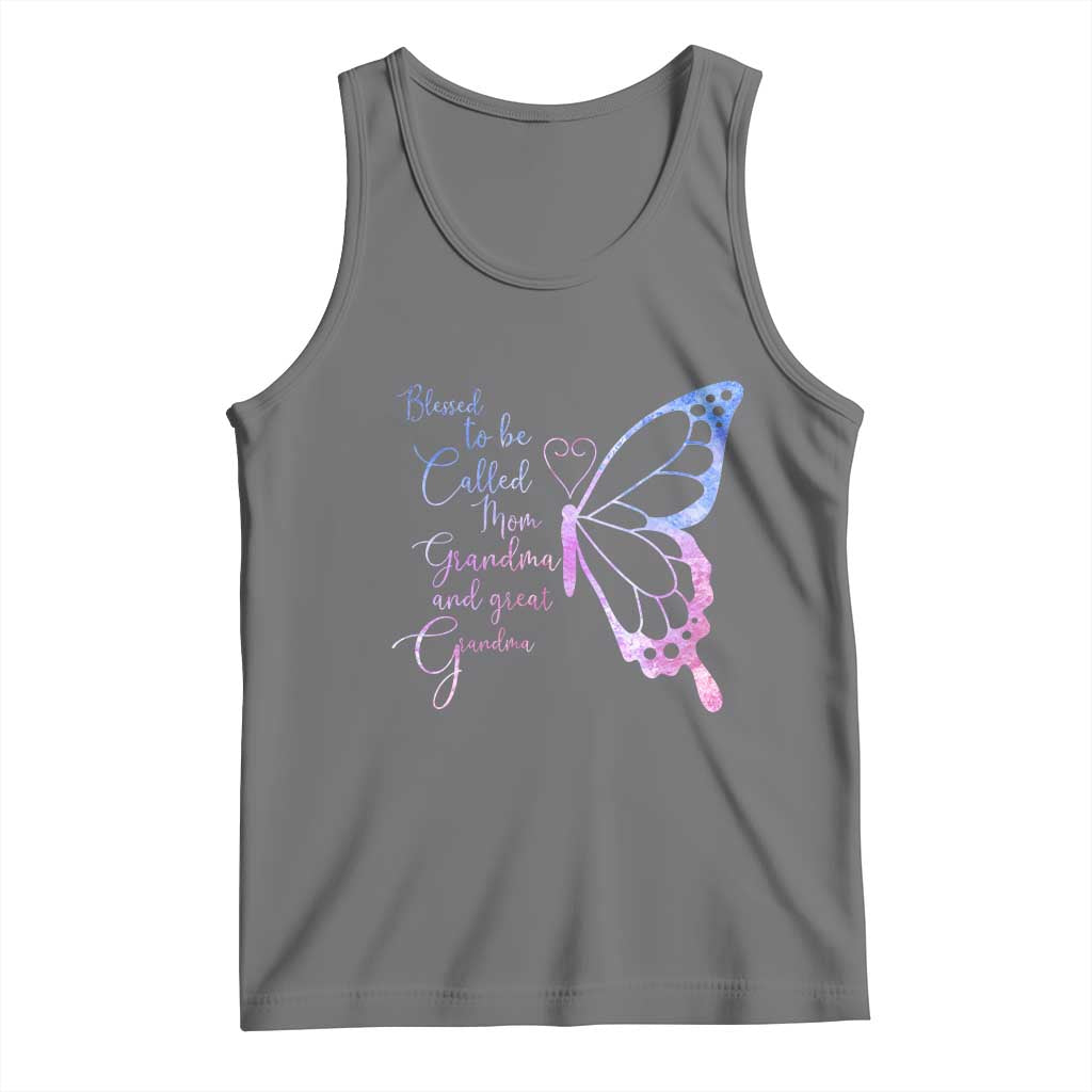 Blessed to Be Called Mom Grandma Great Grandma Tank Top Mama Butterfly Mother's Day Gift