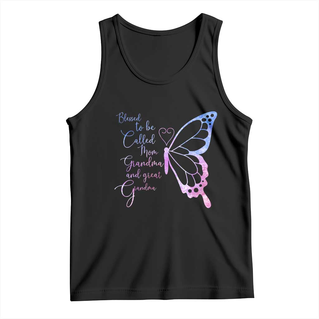 Blessed to Be Called Mom Grandma Great Grandma Tank Top Mama Butterfly Mother's Day Gift
