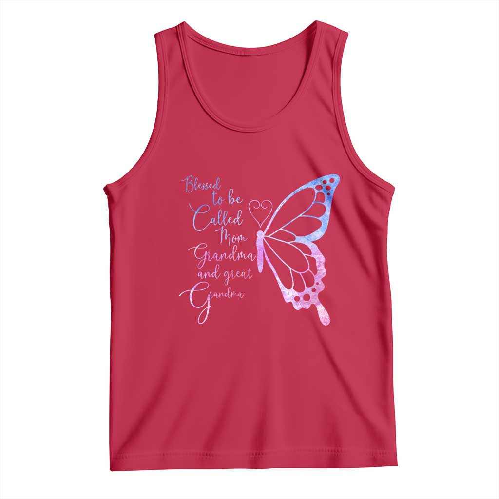 Blessed to Be Called Mom Grandma Great Grandma Tank Top Mama Butterfly Mother's Day Gift