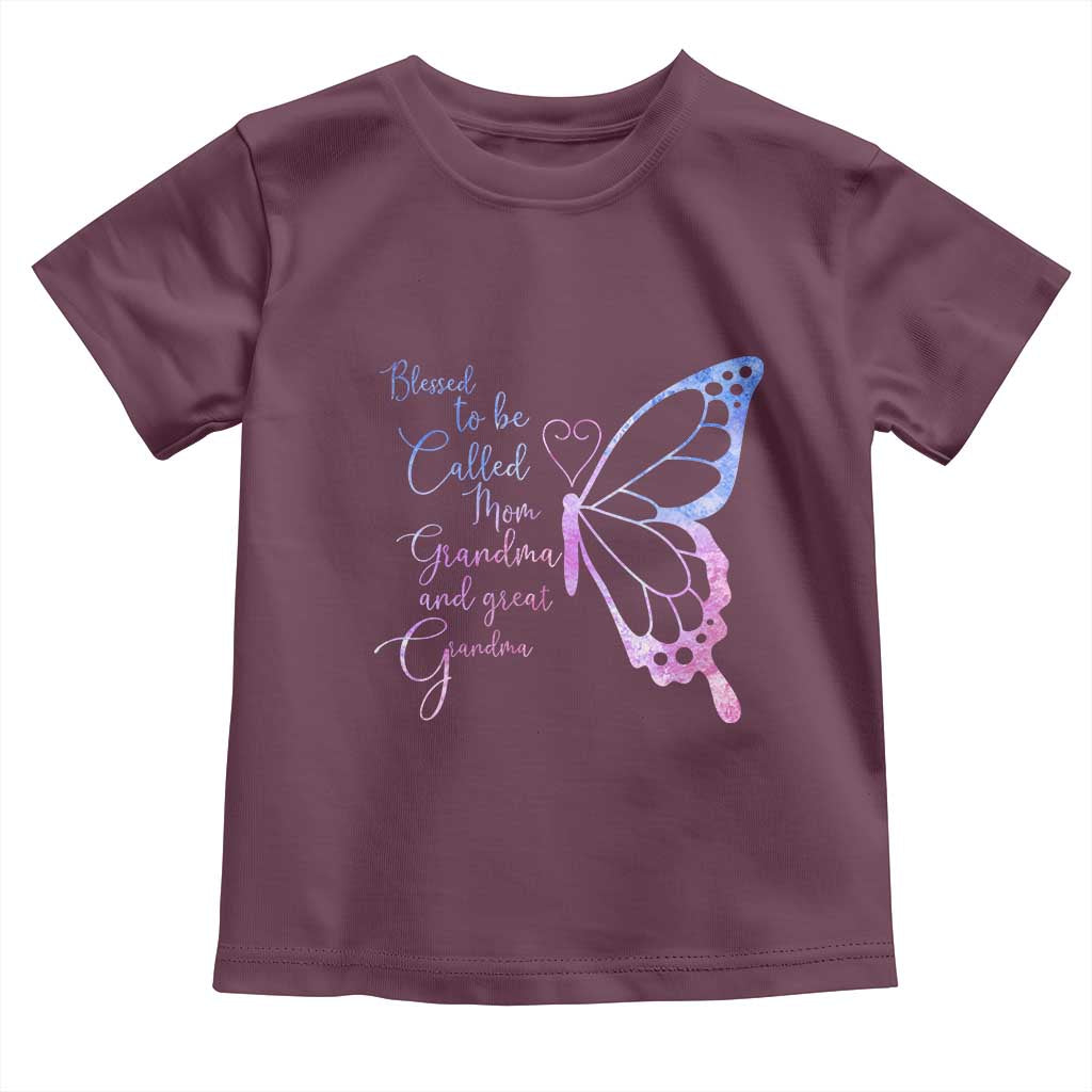 Blessed to Be Called Mom Grandma Great Grandma Toddler T Shirt Mama Butterfly Mother's Day Gift