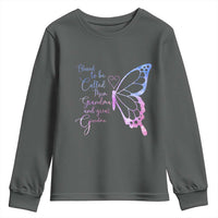 Blessed to Be Called Mom Grandma Great Grandma Youth Sweatshirt Mama Butterfly Mother's Day Gift