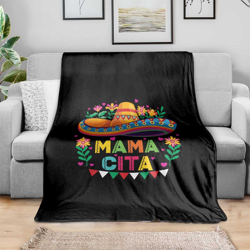 Mama Cita Throw Blanket Cinco De Mayo Mexican Mom Flower Sombrero