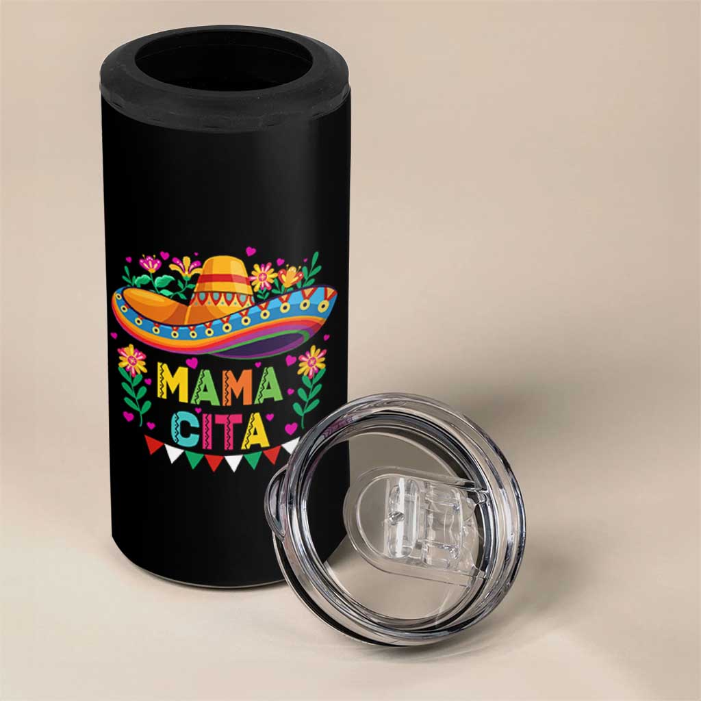 Mama Cita 4 in 1 Can Cooler Tumbler Cinco De Mayo Mexican Mom Flower Sombrero