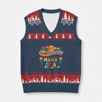 Mama Cita V-Neck Knit Sweater Vest Cinco De Mayo Mexican Mom Flower Sombrero