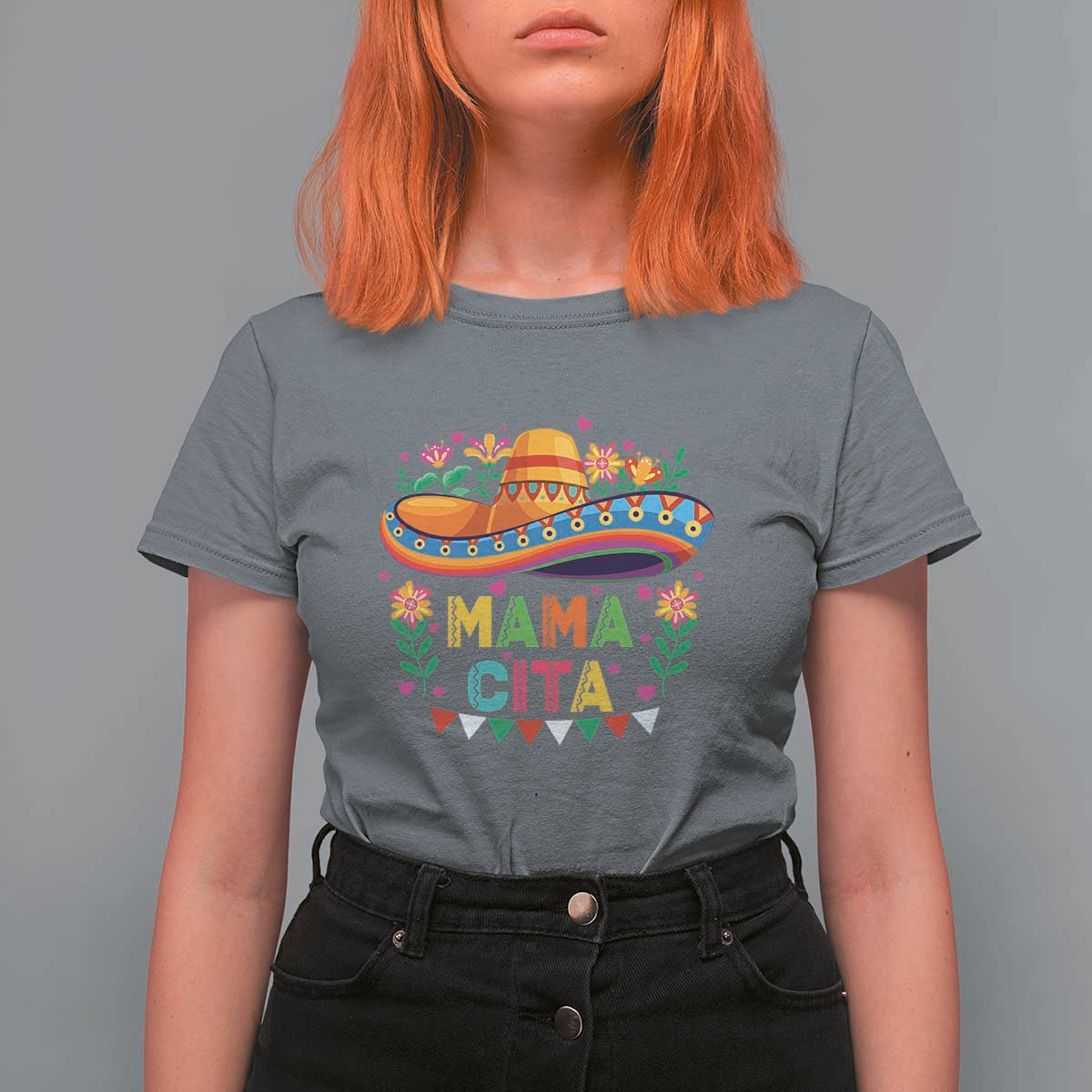 Mama Cita T Shirt For Women Cinco De Mayo Mexican Mom Flower Sombrero