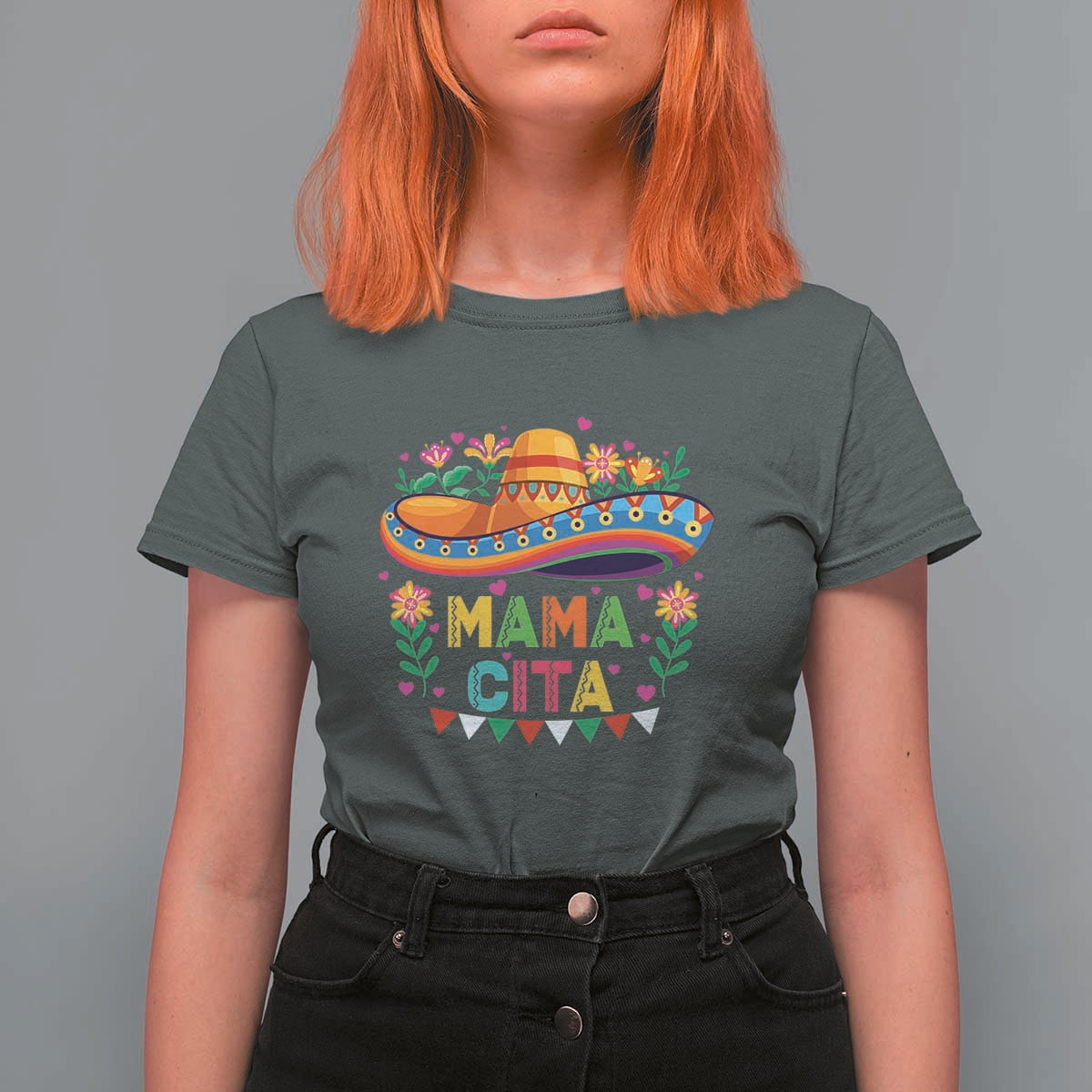 Mama Cita T Shirt For Women Cinco De Mayo Mexican Mom Flower Sombrero