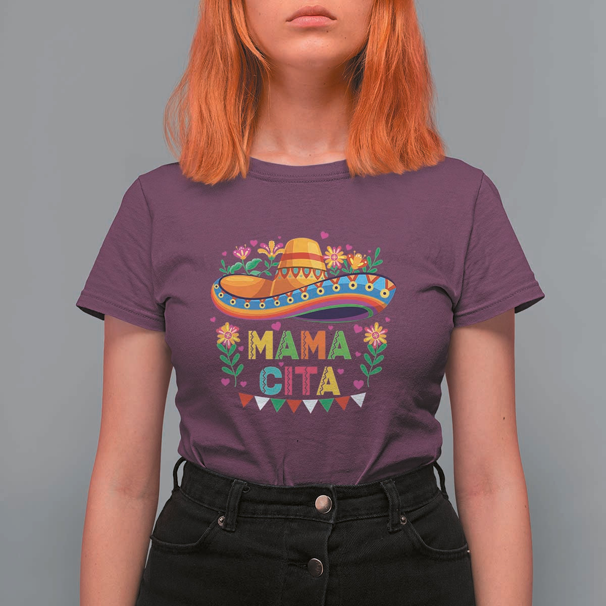 Mama Cita T Shirt For Women Cinco De Mayo Mexican Mom Flower Sombrero