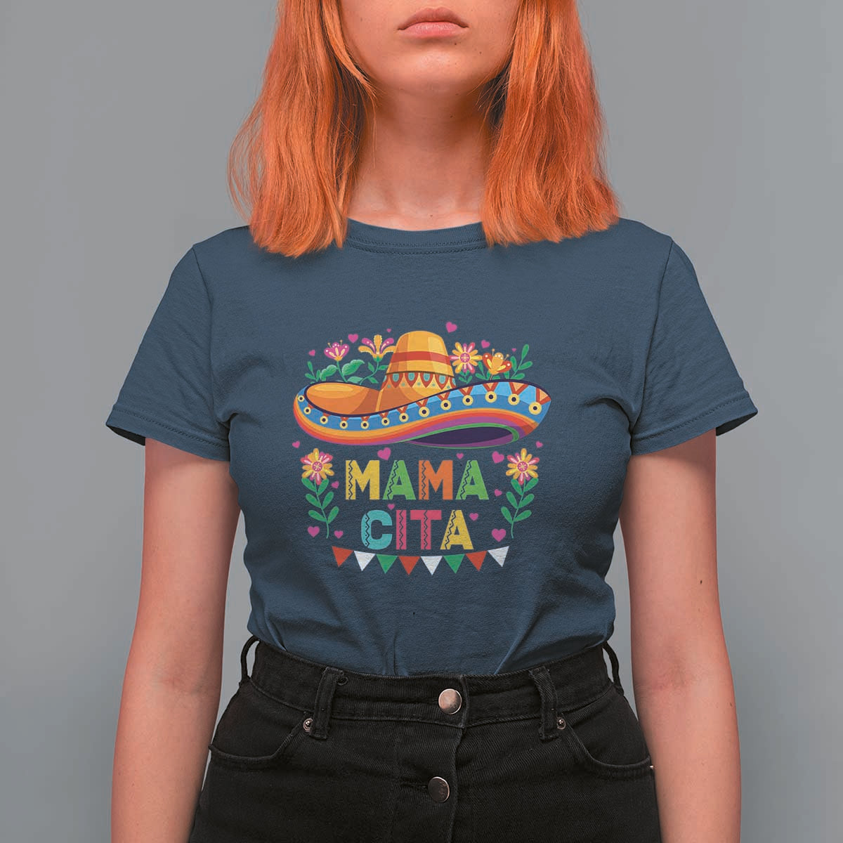 Mama Cita T Shirt For Women Cinco De Mayo Mexican Mom Flower Sombrero