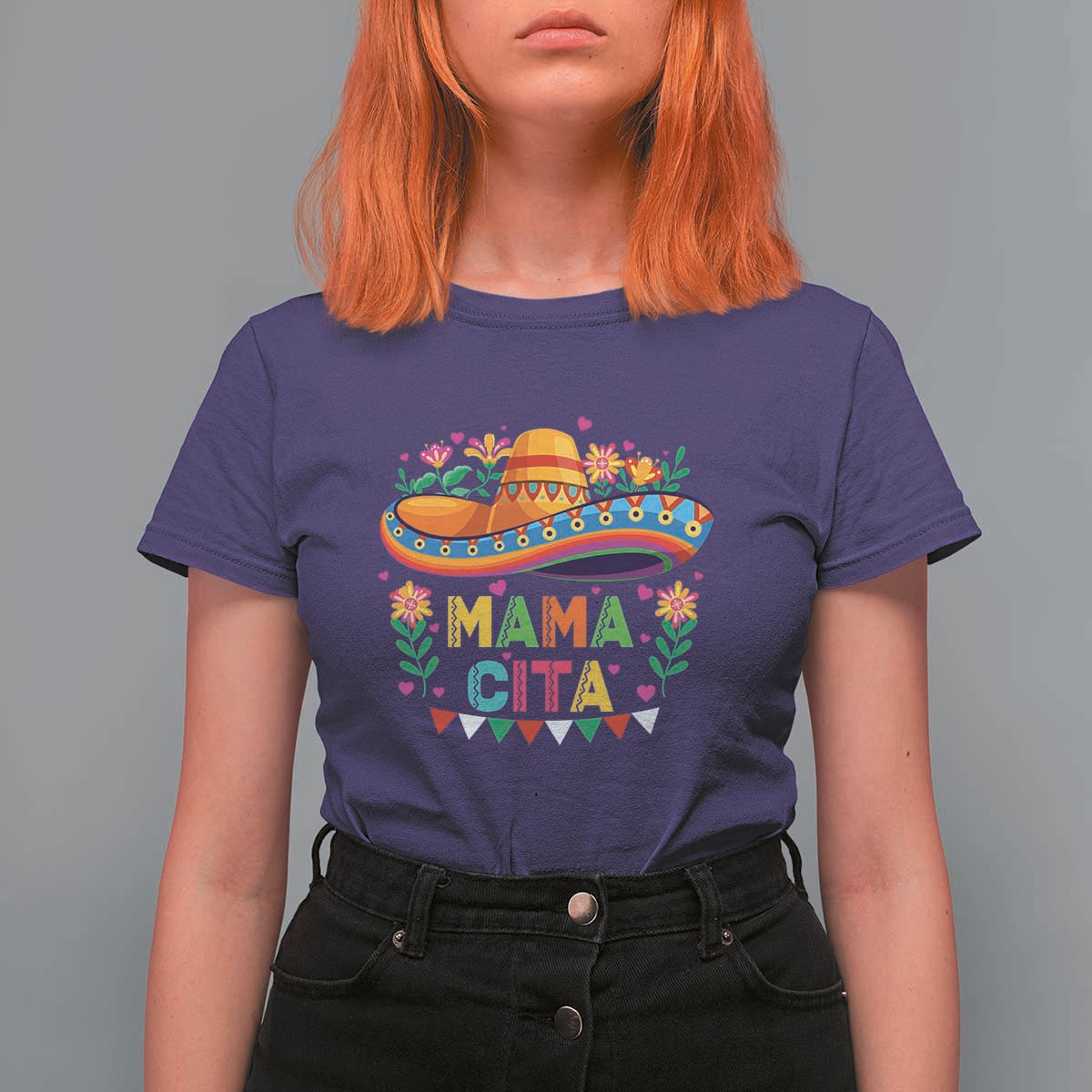 Mama Cita T Shirt For Women Cinco De Mayo Mexican Mom Flower Sombrero