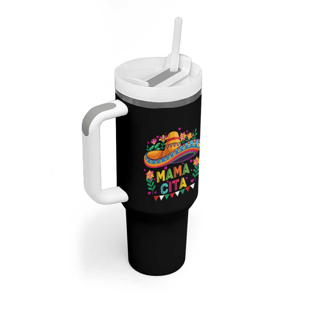 Mama Cita Tumbler With Handle Cinco De Mayo Mexican Mom Flower Sombrero